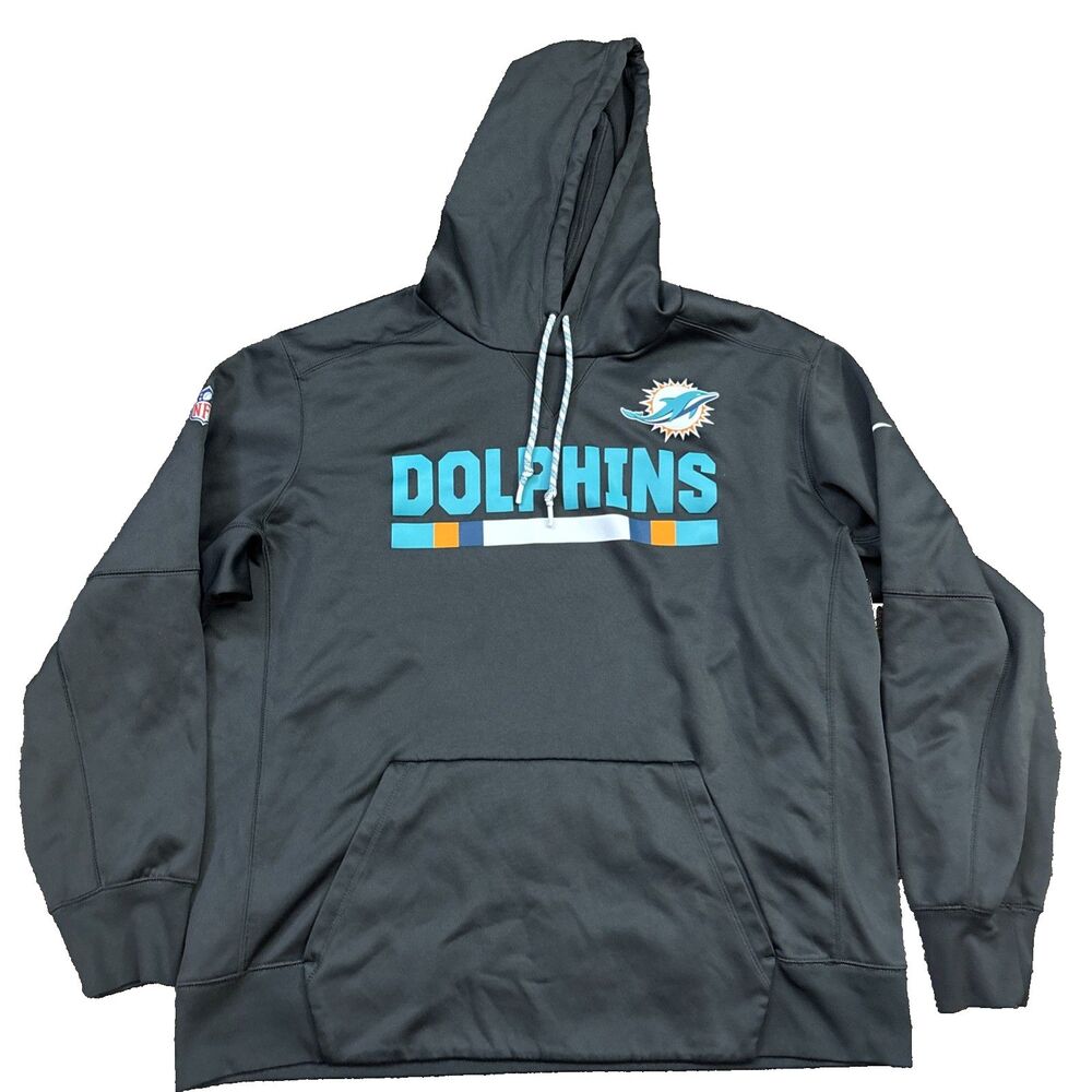 Miami Dolphins x Nike Dri-Fit Team Issued Pullover Hoodie Gray • XL